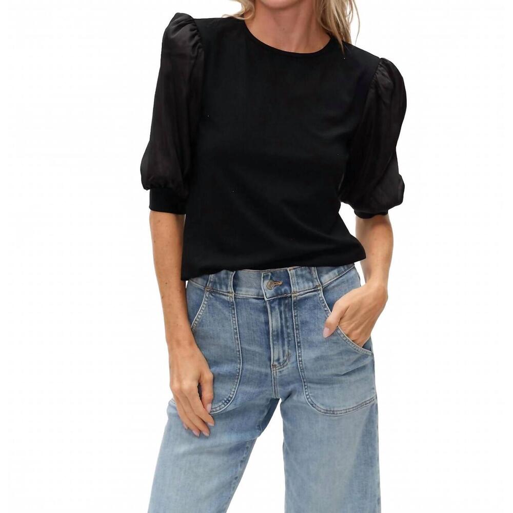 NEW SIX/FIFTY solara satin mixed top in black